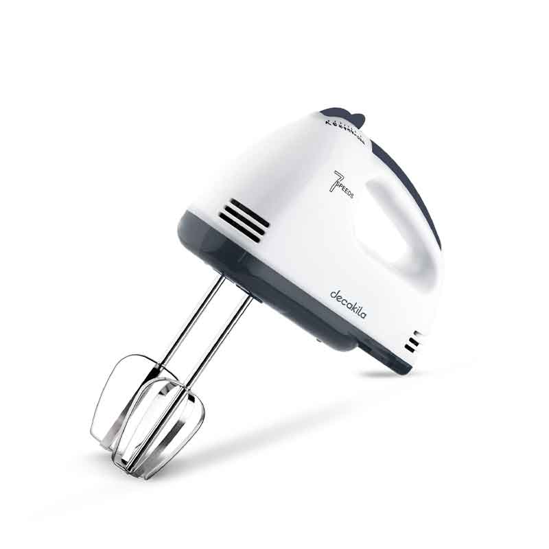 Decakila Hand Mixer 120W 7 Speed White Steel Beaters & Hook With Speed Control Knead or Beat & Mix KEMX016W