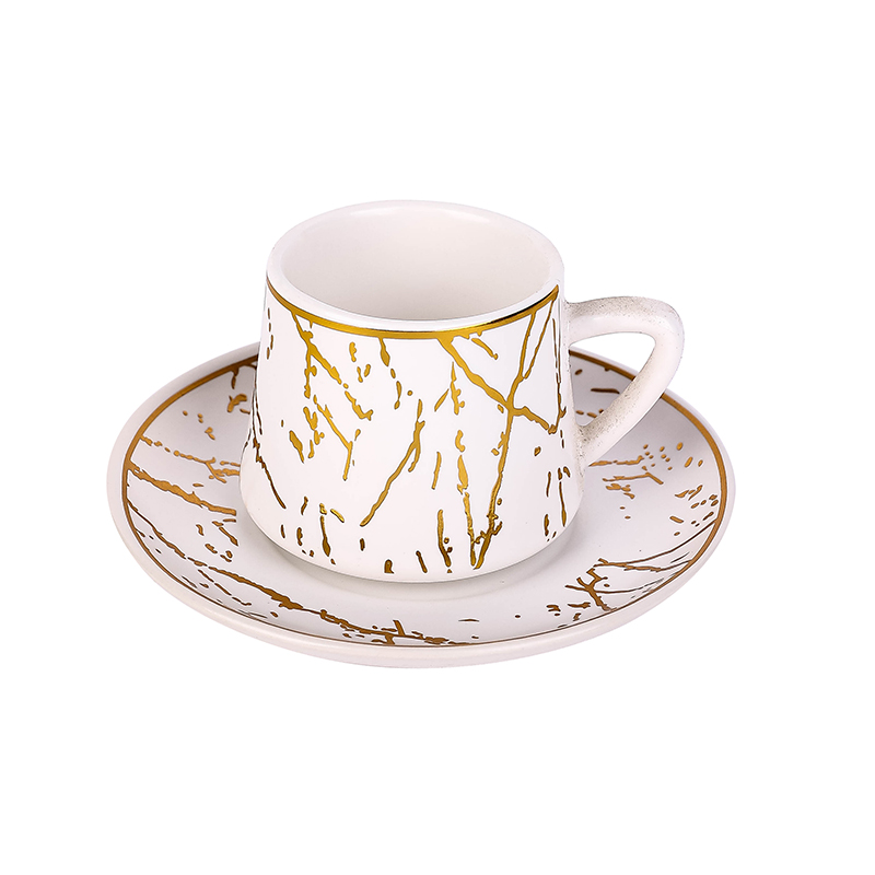 Porcelain Cup & Saucer Golden Print Tea Coffee Cups 0030-1/2