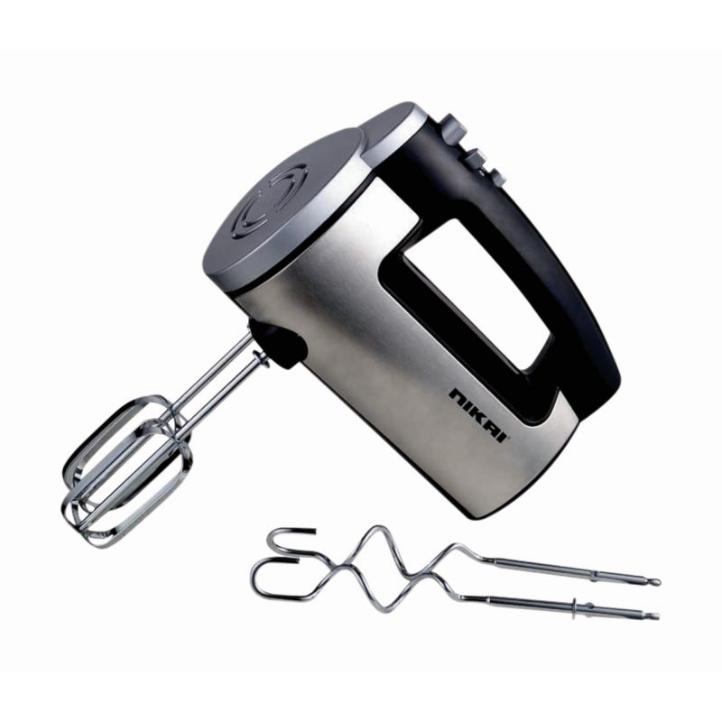 Nikai Hand Mixer 300W 6 Speeds + Turbo Function 2 Attachments Two Beaters For Eggs & Creams Two Hooks For Mixing Dough NH300S