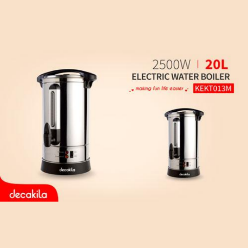 Decakila Water Boiler 20L Electric 2500W Boil Keep Warm Double Layer 304 Stainless Steel Body Lid With Safety Lock KEKT013M