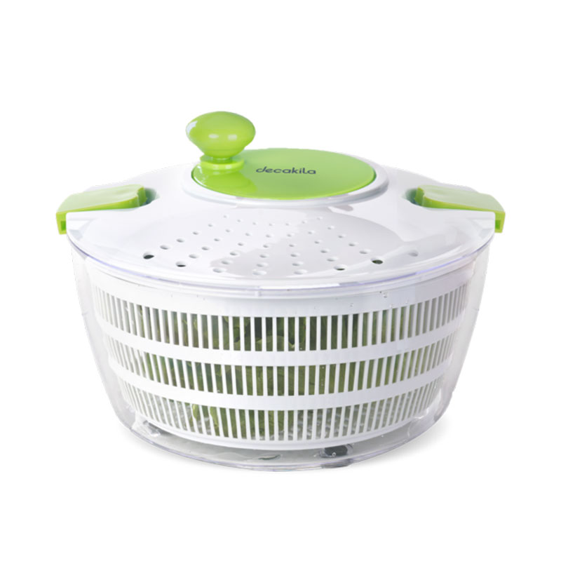 Decakila Manual Salad Spinner 4L 24.3x24.3x16.3 CM Fruits and Vegetables Quick Dryer Dry off and Drain Lettuce and Vegetable Wash & Salad Making Bowl with Pl...