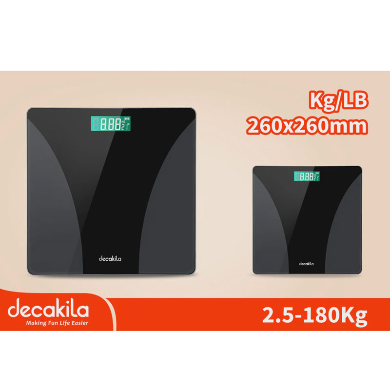 Decakila Bathroom Scale 2.5-180KG Scale for Body Weight, Weighing Professional, Clear LED Display and Step-On KMTT038W