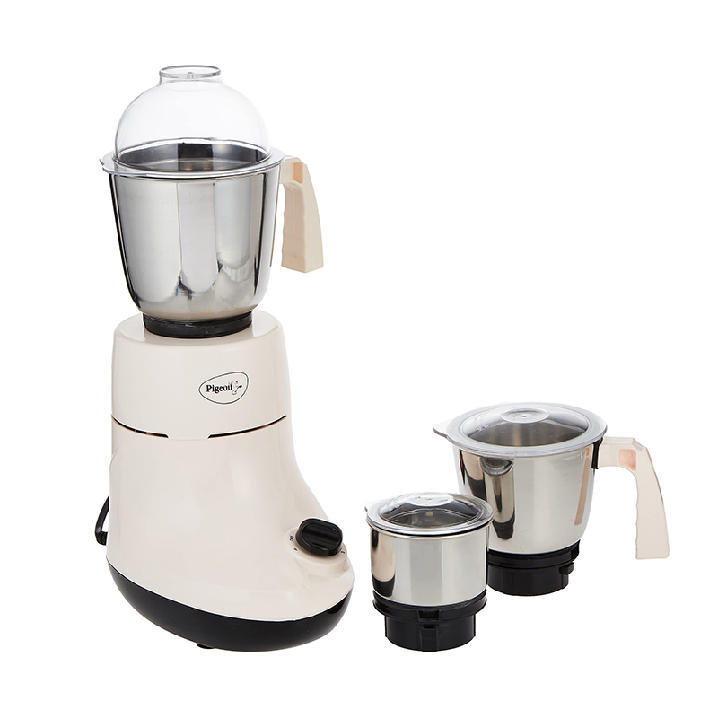 Pigeon Mixer Grinder 550w Powerful Motor with 3 Stainless Steel Jars for Dry Grinding, Wet Grinding and Making Chutney Ivory