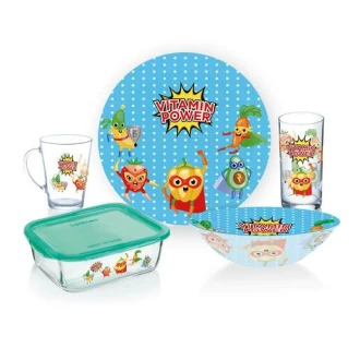 Luminarc Kids Glass Dinner Set Vitamin Power Junior 5pcs P7869