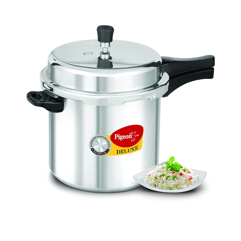 Pigeon Pressure Cooker 10L Deluxe Aluminium Outer Lid Gas Stove Compatible Ergonomically Designed Handle PP10