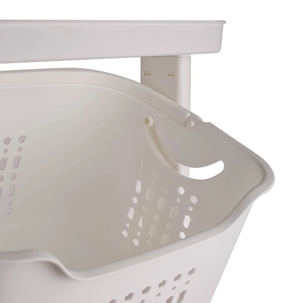 Storage Basket, 2 Deck Bathroom Clothes Storage Basket Multi-layer Universal Wheel Rack Grocery Organizer K998-3A