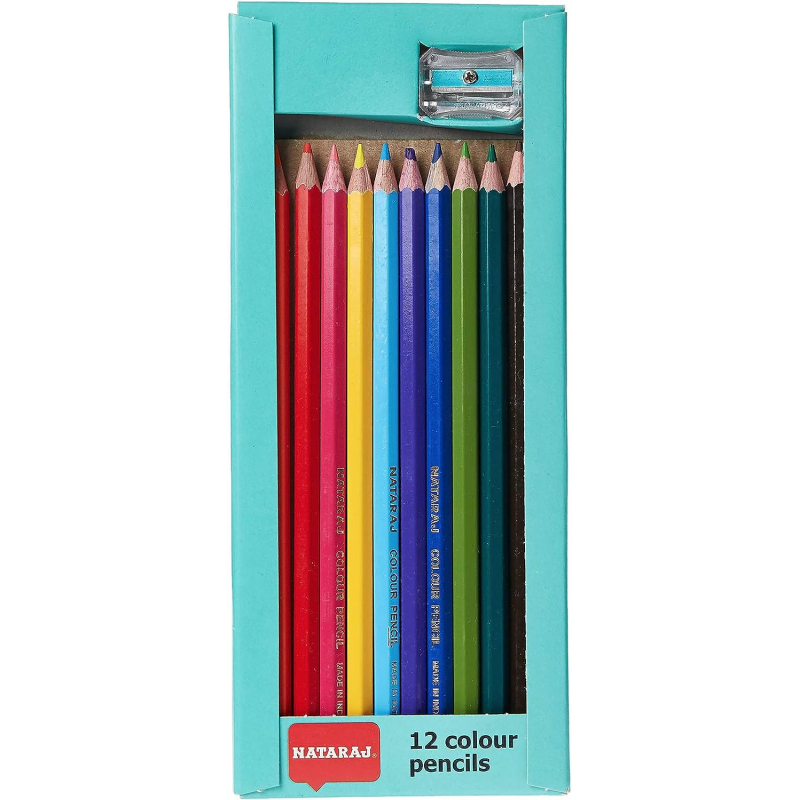 Nataraj Colour Pencil with Sharpener Triangular Full Size 12 Colours P05409