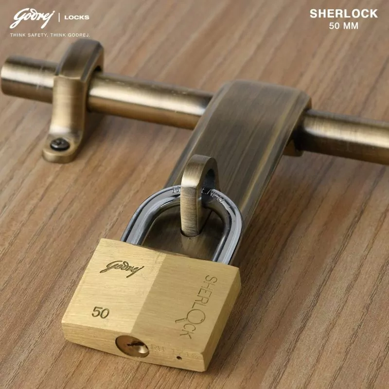 Godrej Locking Solutions and Systems Sherlock 50mm Solid Brass Padlock with Pin Cylinder and 3 Keys, High Precision Brass Pin Tumbler Mechanism, Anti-Pick Technology to Enhance Security 2pcs 2592