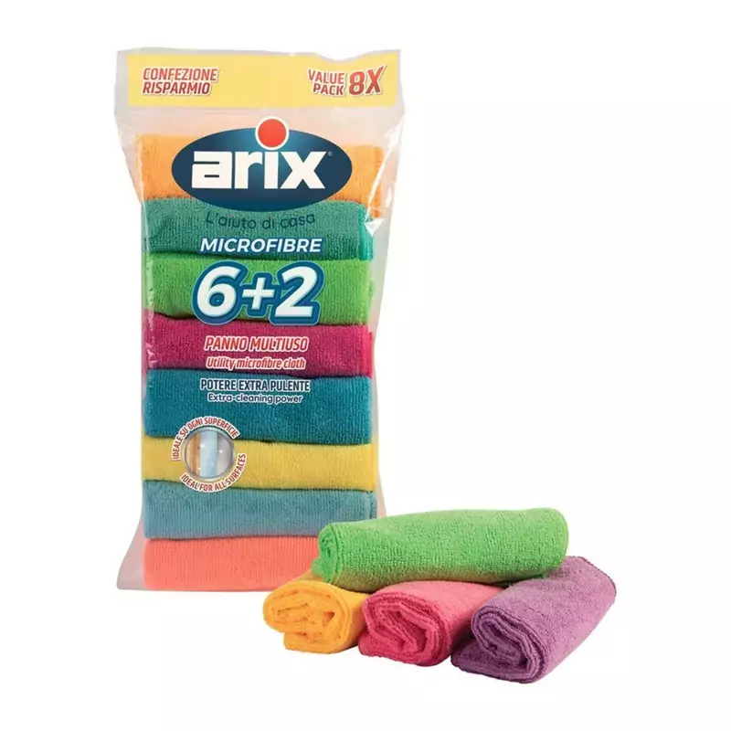 Arix Utility Microfibre Cloth Antibacterial 8pcs Set 28607 (Pack of 3)