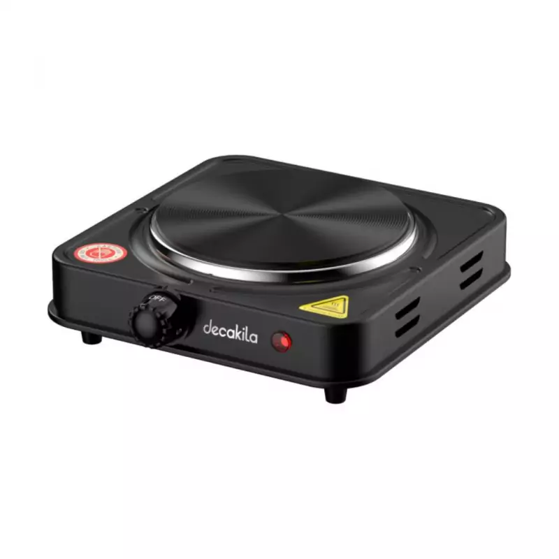 Decakila Hot Plate Single 1000W One Burner Heavy Duty Cast Iron Heating Surface 5 Heat Settings Electric Stove Auto Thermostat Control KECC004B