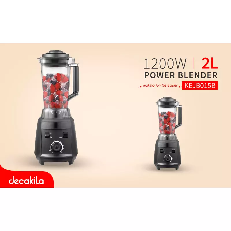 Decakila Powerful Blender 2L Unbreakable 1200W High Temperature Protection Stainless Steel Blades Anti-Slip KEJB015B