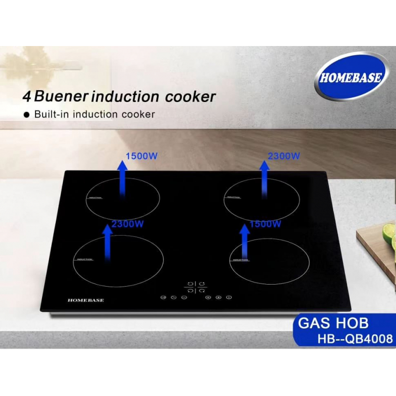 Homebase Built in Cooker 4 Induction Plates Glass Top HB-QB4008