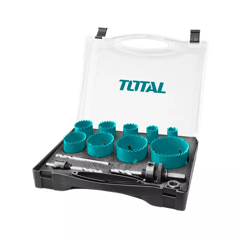 Total Bi-Metal Hole Saw Set, Ergonomic Handles Provide Comfortable Grip for Efficient Drilling TACSH0131