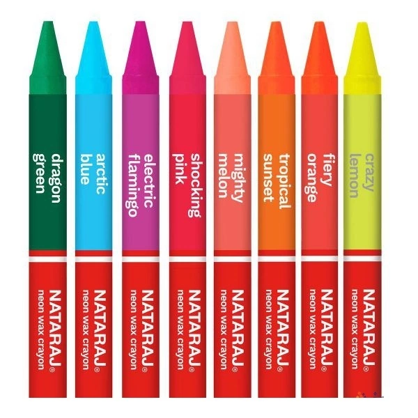 Nataraj Wax Crayons Round Neon 90mm 8 Colours P06978