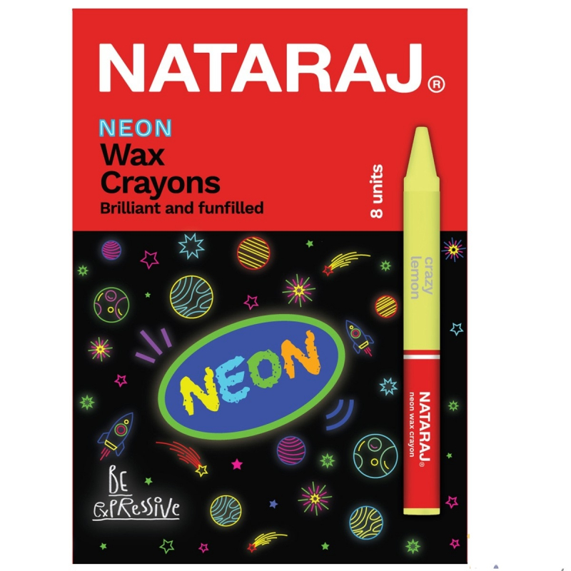 Nataraj Wax Crayons Round Neon 90mm 8 Colours P06978