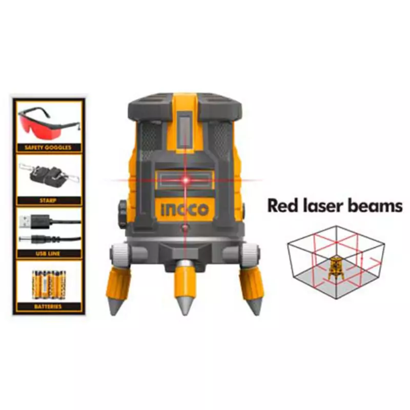 Ingco Self-Leveling Line Laser (Red Laser Beams) HLL306505