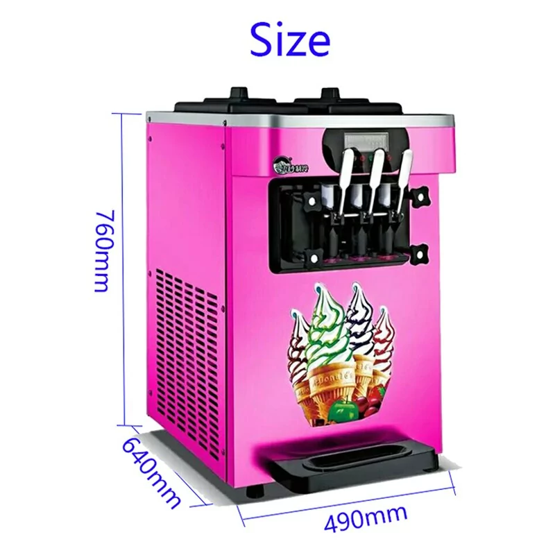 Generic Commercial Table Top Soft Serve Ice Cream Machine with 3 Dispensers 20L/H