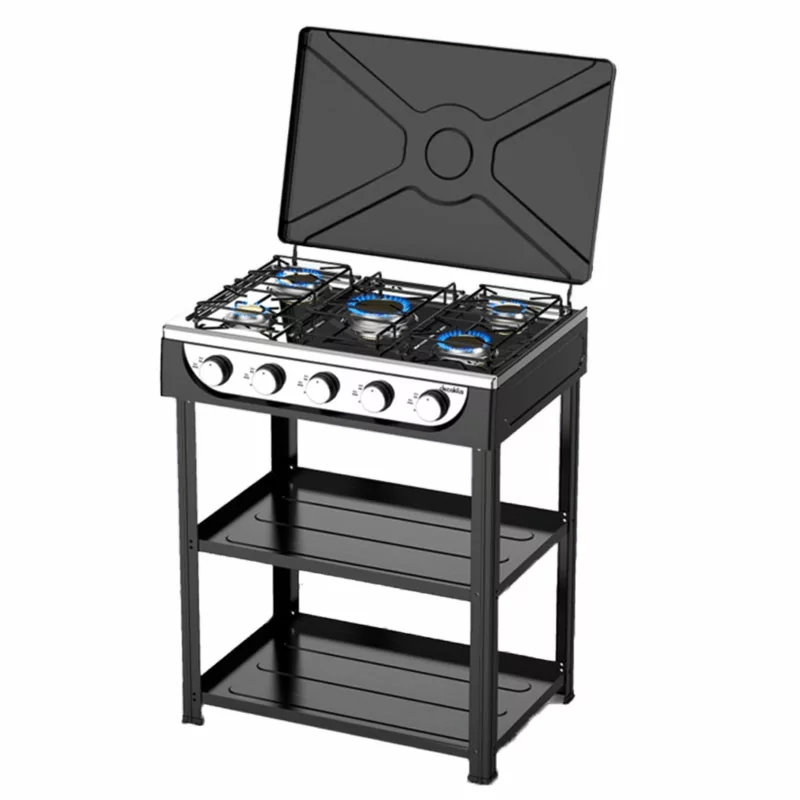 Decakila Gas Cooker 5 Gas Burner With Shelf LPG Only Heat OutPut 2.2kW + 1.5kW + 1.5kW + 1kW + 1kW KMGS019B