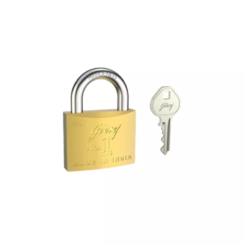 Godrej Economical Brass Padlock No.1 Double Locking Provides Higher Safety, Self Locking Snap Locking Makes Easy to Use Lock 40mm Box Pack 2784