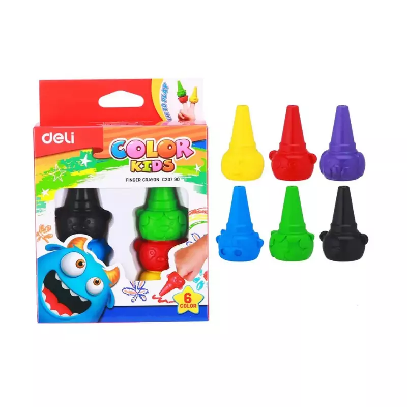 Deli Finger Crayons 6 Colours Non Toxic & Non Stick Formula EC20790