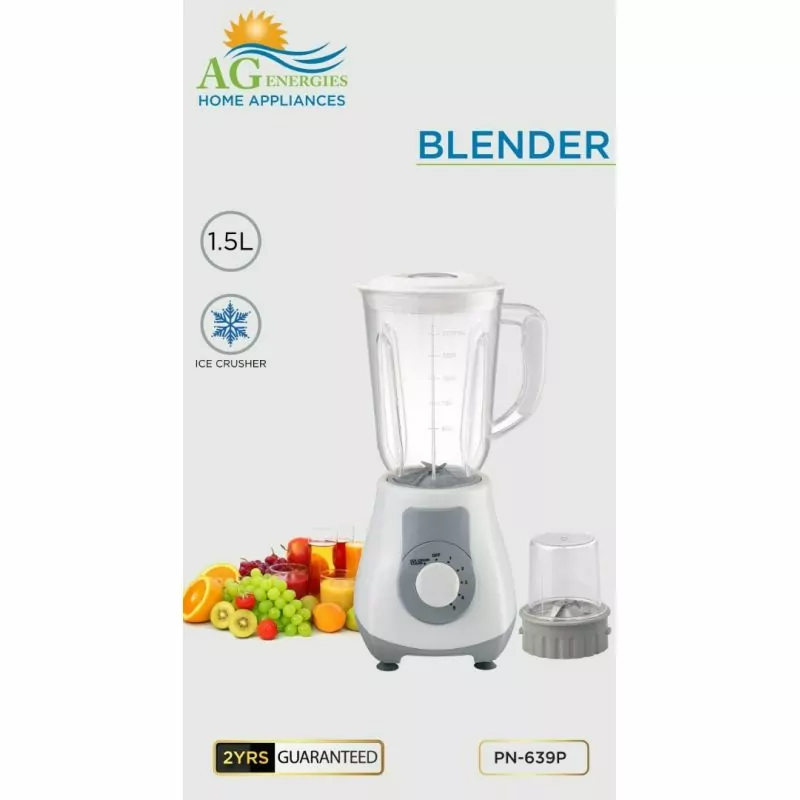 AG Blender 1.5L Plastic Jar with Plastic Dry Mill Grinder