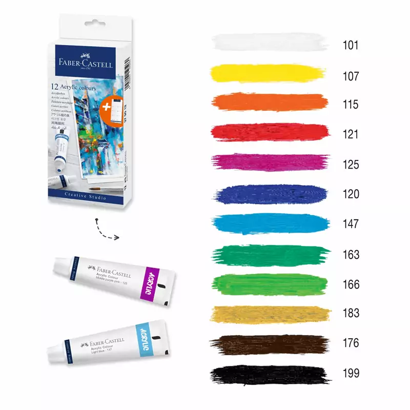 Faber Castell Acrylic Colours Pack of 12 379212