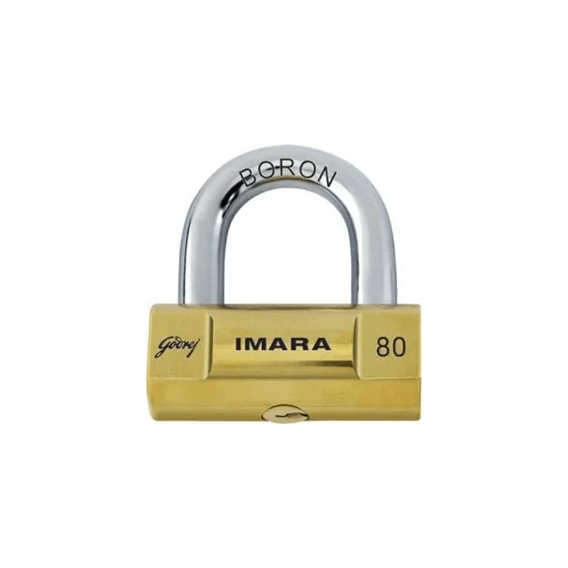 Godrej Imara Brass Padlock 80mm with 3 Keys Lock for Shutters, Strong Brass Body with Rivetless and Jointless Construction Makes The Lock Strong, Durable and Ideal Safety Essential Grills & Main Doors Brass Finish 6250