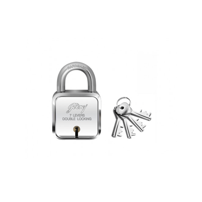 Godrej Square Padlock 7Lever 60mm with Double Locking System, Sturdy Body Strong Steel with Rivetless Body Give The Lock Extra Strength and Toughness 8153