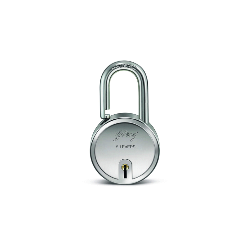 Godrej Round Padlock 5 Lever 40mm with Double Locking System for Door with 3 Keys, Ensuring Smooth Operation for Years, Suitable For Both Indoor and Outdoor Steel Finish 8147