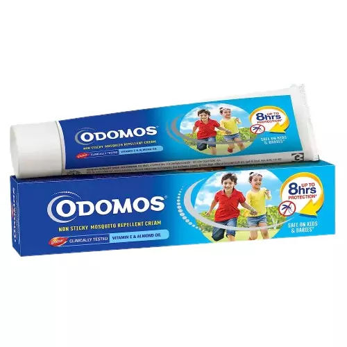 Odomos Non-Sticky Mosquito Repellent Cream With Vitamin E & Almond Oil 23g (Pack of 3)