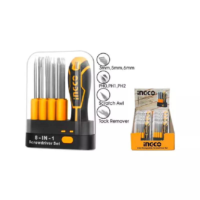 Ingco Interchangeable Screwdriver Set 9pcs AKISD0901