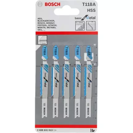 Bosch Jigsaw Blade 92 x 1.5 x 1.3mm T 118 for Metal 2608631013