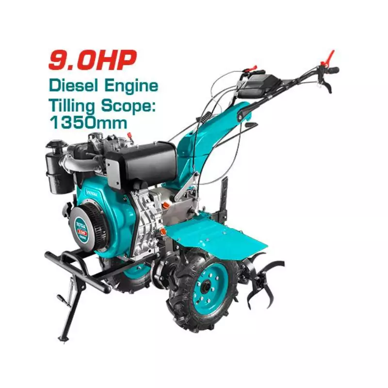 Total Power Tiller 6.6kW 9HP with Diesel Engine, Gear Shifting Function, 1350mm Tilling Scope, Transmission Oil Capacity of 1.8L TDC13501